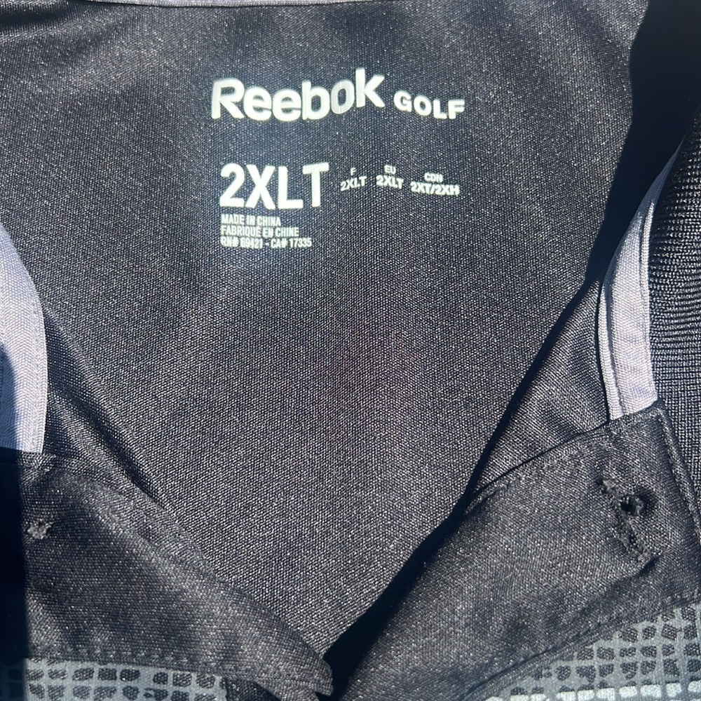 Men’s Golf Reebok Black Performance Polo‎ with Sporty Stripes - Picture 5 of 8